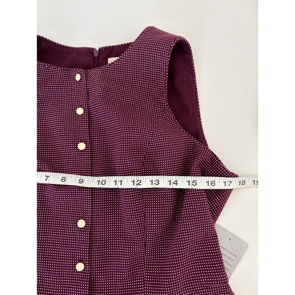 Classic Gal Meets Glam Dress Size 10 Burgundy Micro Dot Fit & Flare Pockets NWT - Picture 6 of 10